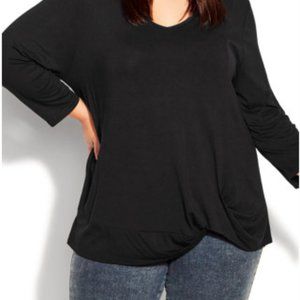 NWT - Avenue Stacey Black Twist Plain Top -  30/32    MSRP$59